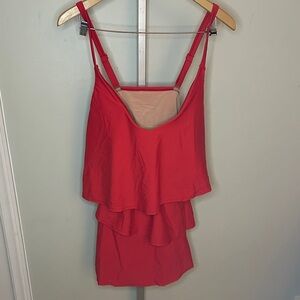 NWT Swim by Cacique Coral Flounce Tiered Tankini Top, Size 24